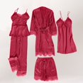 thumbnail image 2 of AWZXDE Women's 5-Piece Lace Trim Sleepwear Set, Robe with Camisole and Pants, Comfortable Pajamas ,XL, 2 of 3