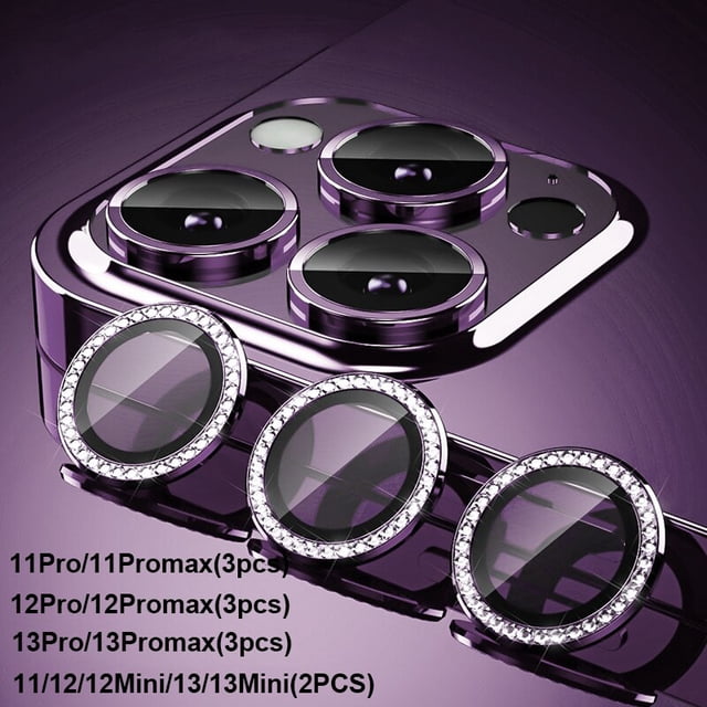 Protector de lente de cámara con purpurina de diamante para iPhone 13 12 11 Pro Max Mini anillo de Metal Len Glass iPhone14 Plus cubierta protectora Tan Jianjun unisex
