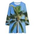 thumbnail image 2 of Palm Tree Sky Blue Loose Dress Evening Dress Summer Dresses for Women Luxury Dress Long Sleeved Dress, 2 of 4