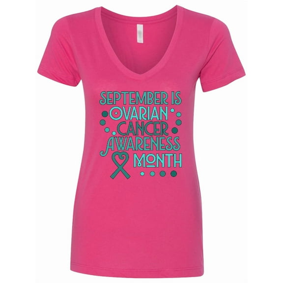 Inktastic September is Ovarian Cancer Awareness Month Women's V-Neck T-Shirt