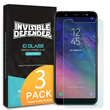 Samsung Galaxy A6 Plus 2018 Tempered Glass Screen Protector - Ringke Invisible Defender [3-Pack] Case Compatible Ultimate Clear Shield, High Definition Quality, 9H Hardness for Galaxy A6