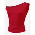 thumbnail image 2 of Women One Shoulder Ruched Crop Tank Tops Casual Off The Shoulder Twist Strap Summer Tanks Tops Going Out Crop Shirts, 2 of 5