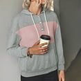 thumbnail image 6 of Womens Colorblock Hoodies Drawstring Button Hooded Sweatshirts Sports Casual Hoody Pullover Tops with Pocket (L, Gray), 6 of 7