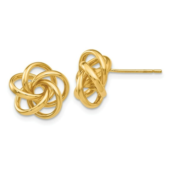 Real 14kt Yellow Gold Love Knot Earrings; for Adults and Teens; for Women and Men