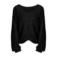 thumbnail image 4 of VISALY V Neck Pullover Sweater Crochet Sweaters Womens Sweaters Casual Long Sleeve V Neck Lightweight Crochet Pullover Sweater Tops Mesh Sweaters Fashion Sweatshirt Plus Size Sweaters Black L, 4 of 7
