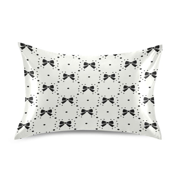 Satin Pillow Case Envelope Pillow Covers Standard Size Soft Pillow Cases for Bedroom, White Dotbow Printed