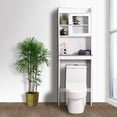 thumbnail image 3 of Zimtown Bathroom Space Saver, Over The Toilet Storage, Bathroom Cabinet with Door & Shelves, White, 3 of 9