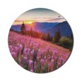 thumbnail image 1 of Countryside Mouse Pad for Computers, Idyllic Spring Meadow on the Mountains with Flowers Rural Sunrise Landscape, Round Non-Slip Thick Rubber Modern Gaming Mousepad, 8" Round, Pink Blue, by Ambesonne, 1 of 2
