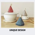 thumbnail image 3 of AMERTEER Mini Oven Mitts Pot Holder Cooking Pinch Grips Triangle Cotton Handle Cover Heat Resistant for Kitchen Cookware (2 Pack Beige), 3 of 6