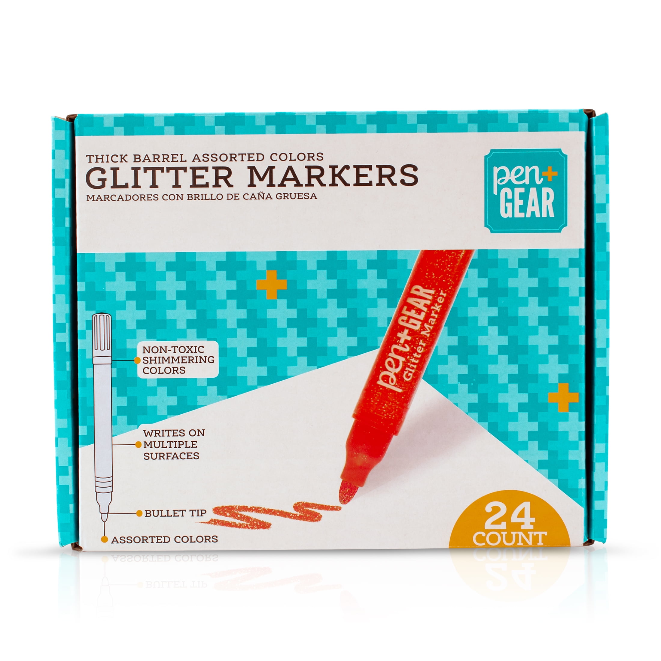 Pen + Gear Glitter Markers, Assorted Colors, 24 Count