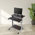 thumbnail image 4 of Stand Up Desk Store Rolling Adjustable Height Two Tier Standing Desk Computer Workstation (Silver Frame and Dark Walnut Top, 32" Wide), 4 of 6