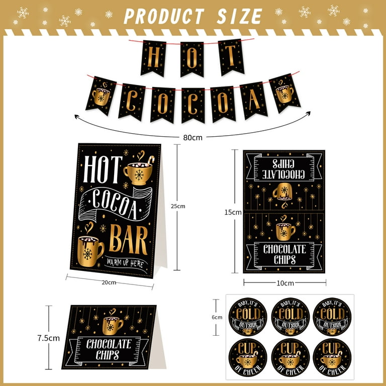 WhatSign Hot Cocoa Bar Kit Supplies Hot Cocoa Banner Sign Decor