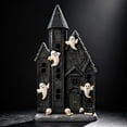 thumbnail image 6 of Liamobondopolis Black Haunted House Resin Figurine with Smiling Ghosts and Skulls for Halloween Tabletop Fireplace Mantel Gothic Spooky Decor 9.84 In, 6 of 7