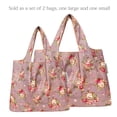 thumbnail image 3 of Wrapables Large & Small Foldable Tote Nylon Reusable Grocery Bags, Set of 2, Roses on Khaki, 3 of 5