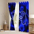 thumbnail image 3 of Erosebridal Blue Gamer Curtains Pack of 2 (42Wx63L),Geometric Gamepads 30%-50% Black Out Curtains,Video Game Curtains for Living Room,Gradient Bedroom Decoration, 3 of 6