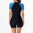 thumbnail image 6 of Lovzfmll One Piece Rash Guards for Women Crew Neck Athletic Color Block Slim, Athletic Short Sleeve Surfing Bathing Suit, Blue XL, 6 of 8