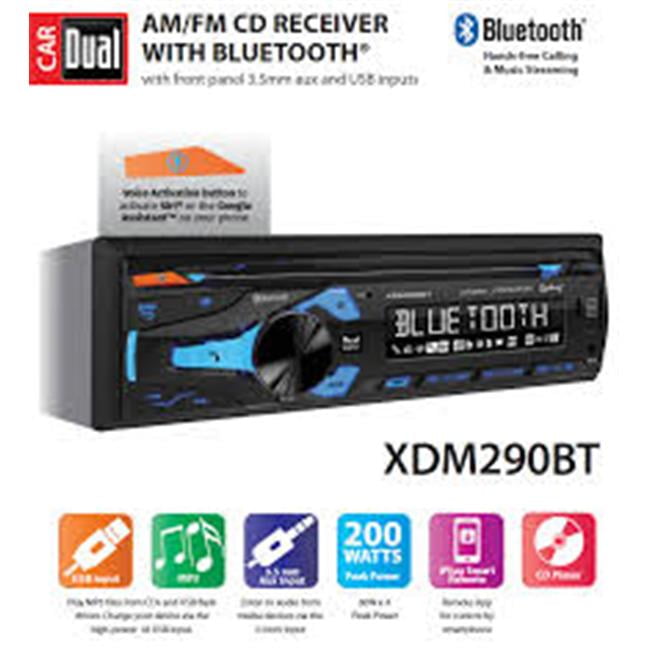 Dual Single Din AM&FM CD Player BT USB Aux 50wx4F&R Outputs - Walmart.com