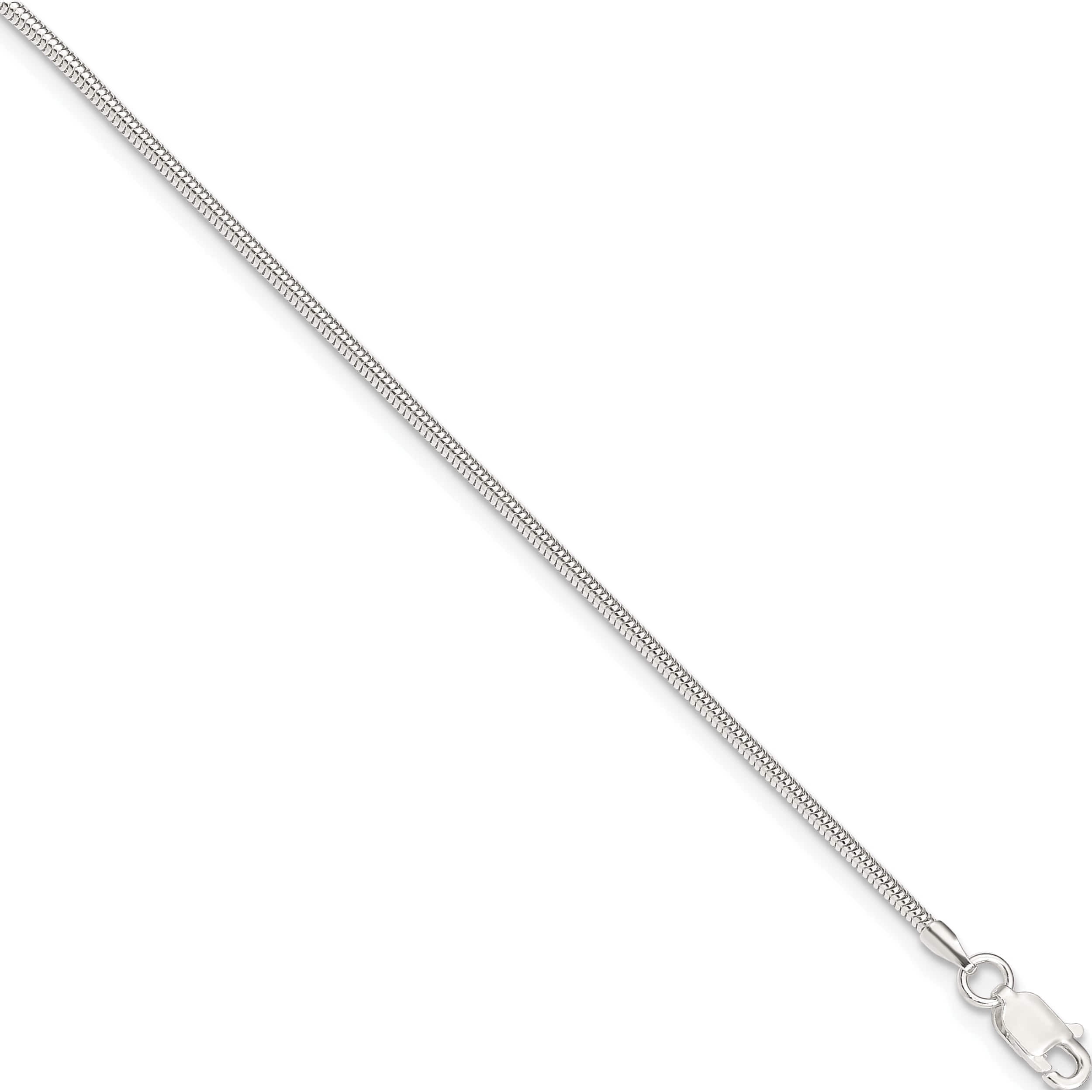 Sterling Silver 1.5mm Round Snake Chain 9In Plus 1In Ext. Anklet (9 X 1.5) Made In Italy qg2139-9