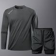 thumbnail image 5 of PNTUTB Sports Set for Men Athletic Wear Set Round-Neck Long-Sleeve Quick-Dry T-Shirt and Double-Layer Shorts High-Stretch Set for Running Training, 5 of 7