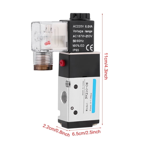 Válvula Solenoide Neumática ANGGREK Válvula de Aire Eléctrica 3 Vías G1/4 015-08 MPa Estructura de Columna Deslizante