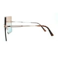 thumbnail image 4 of Oversize Shield Square Rimless Rectangle Flat Top Sunglasses Gold Brown Blue, 4 of 4