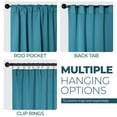thumbnail image 3 of Superior Blackout Solid Light Filtering Back Tab Curtain Panel Set, 52"X 63", Aqua, 3 of 11