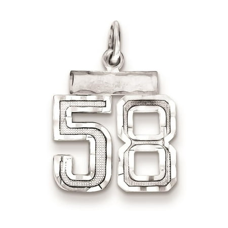 925 Sterling Silver Diamond Cut Small #58 Solid Charm Pendant