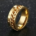 thumbnail image 2 of 8mm Black/Gold/Silver Roman Numerals Band Mens Spinner Chain Titanium Steel Ring, 2 of 9