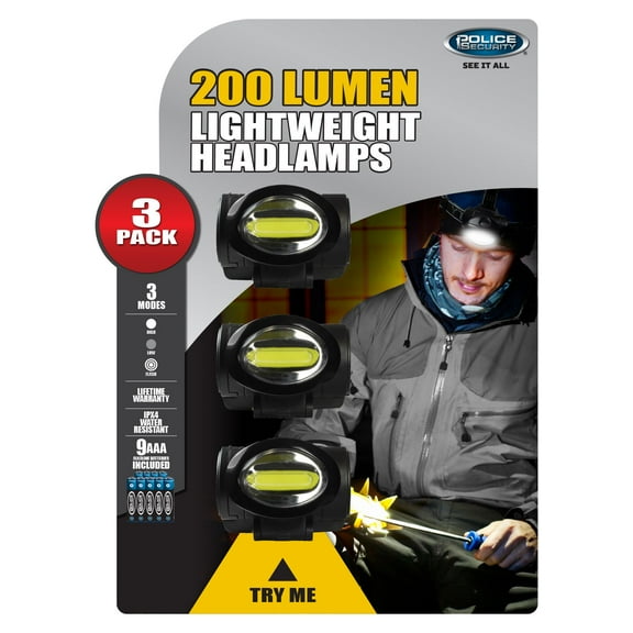 Police Security 200-Lumen Connector Headlamps, 3 pk.