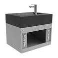 thumbnail image 4 of Nile 24" Gray Wood Floating Vanity with Black Top and Chrome Trim, 4 of 10