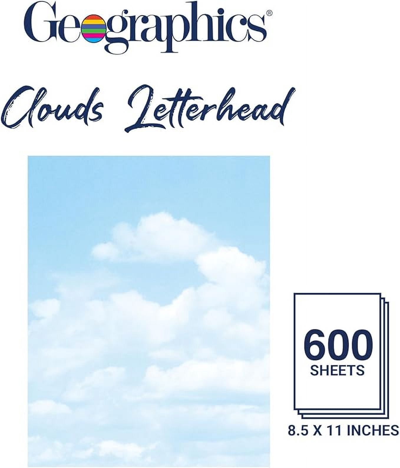 Geographics Clouds Letterhead Paper 24 lb - Cloud Paper for Printer - 8.5"x 11" Sheets - Ideal for Computer Paper, Cardstock, Design, pack of 600