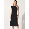 thumbnail image 4 of DARING DIVA Satin Cowl Neck Cap Sleeve Backless Split Midi Dress L Black, 4 of 6