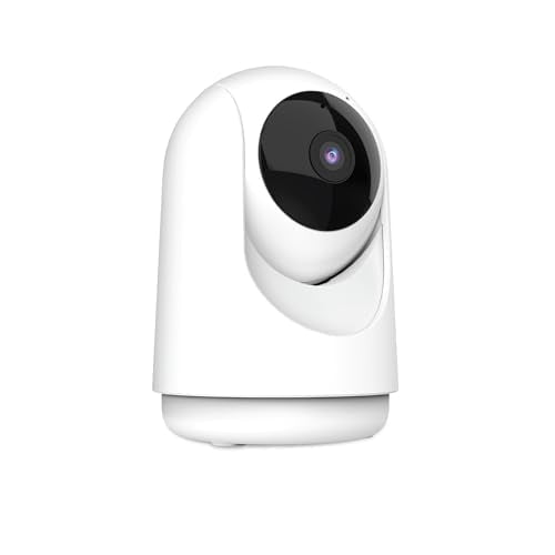Feit Electric Indoor Security Camera with Motion Detection, 30ft. Night Vision, Pan and Tilt Head, 2.4GHz WiFi, 2-Way Audio, 1080p HD, Works with Alexa & Google Asst, Plug-in, White, CAM/PAN/WiFi/