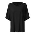 thumbnail image 3 of Yindaity Women Oversized T-Shirt Summer Casual Short Sleeve Loose Tee Tops Black,S, 3 of 4