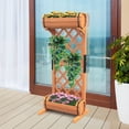 thumbnail image 5 of Gymax 2-Tier Raised Planter Garden Wooden Bed w/ 2 Cylindrical Planter Boxes, 5 of 10