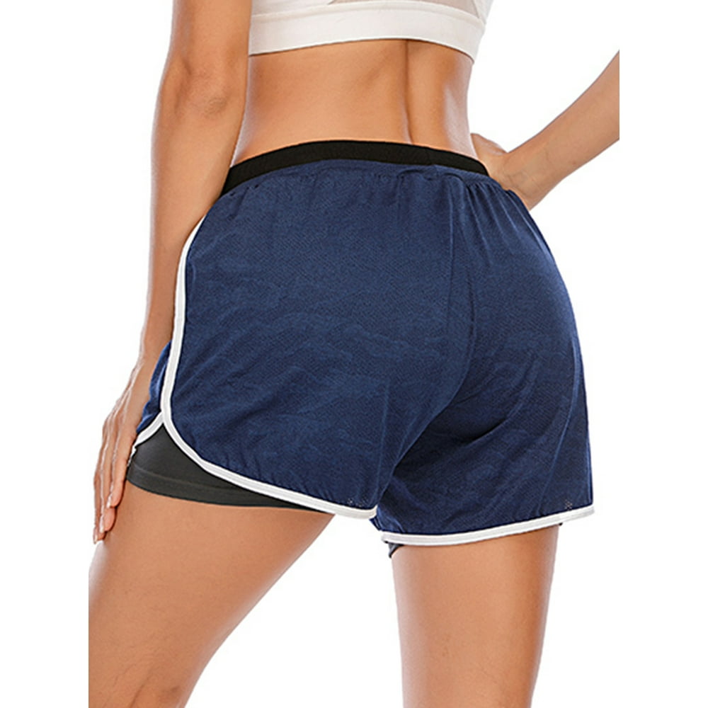 Dodoing Womens Quick Dry Sport Shorts Double Layer Running Yoga