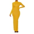 thumbnail image 5 of Kaemgyyd Cocktail Dresses for Women Turtleneck Long Sleeve Stretch Maxi Dress Solid Color Slim Bodycon Pencil Dress, 5 of 5