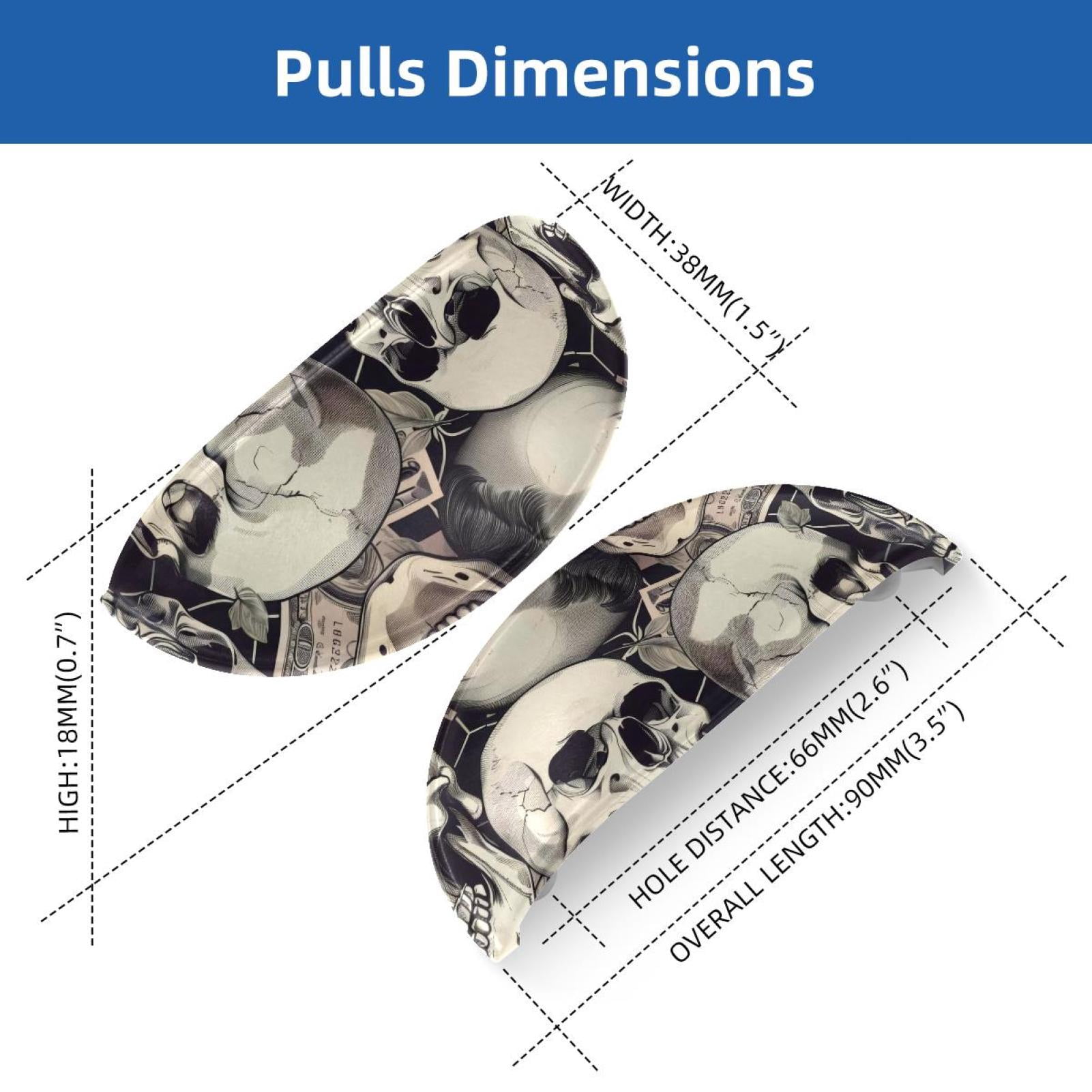 PhooArto 6 Pcs Cup Drawer Pulls, Vintage Skulls and Dollar Pattern Shell Shape Handles Cabinet Knobs for Dresser Cupboard Closet Wardrobe with Screws