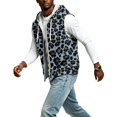 thumbnail image 6 of FENGYOU Mens Sleeveless Zip Up Hoodie Vest Casual Athletic Hooded Jacket with Leopard Print Lightweight Fleece Outerwear Blue L, 6 of 6