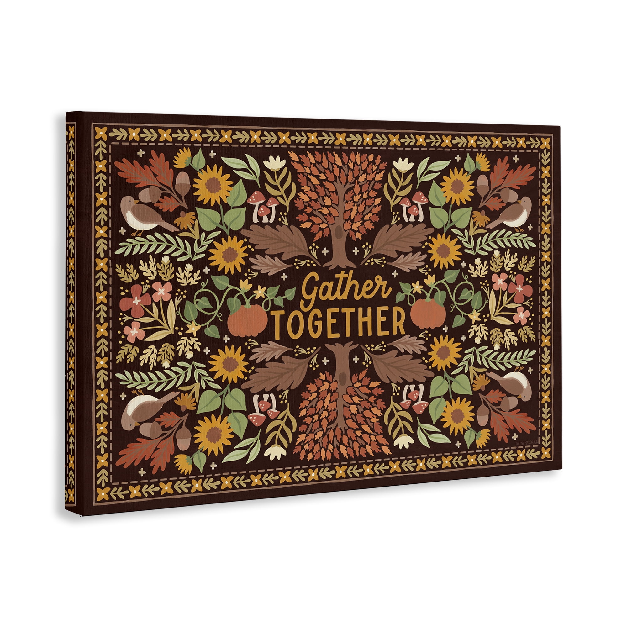Stupell Industries Gather Together on Brown Landscape Painting Gallery Wrapped Canvas Art Prints Wall Art, 36 x 24