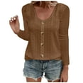 thumbnail image 2 of Womens Tops Ndbuld Blouses for Women Lace Tunic Tops Crewneck Casual Fashion Long Sleeve Shirts Brown 2XL, 2 of 6