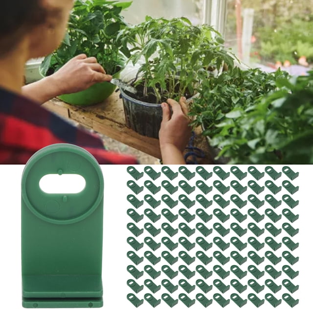 Clips Giratorios De Fijación Para Invernadero, Colgadores De Plantas, 100 Clips Giratorios De Plástico Verde Para Jardín