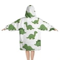 thumbnail image 2 of White Green Dinosaurs Pattern Blanket Hoodies for Kids 6-13YR Oversize Wearable Blanket Hoodies for Boys Girls Teens, 2 of 7