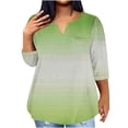 thumbnail image 5 of HVOBTTY Women's Long Sleeved Pullover T Shirts, Fall Tops for Women Plus Size, Women's Plus Size Casual Gradient Print V Neck 3/4 Sleeve T Shirt Green, XL, 5 of 5