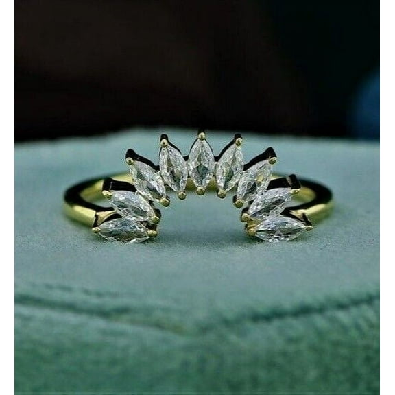 Wedding Women Enhancer Wrap 14K Yellow Gold Plated 1.5Ct Simulated Diamond Women's Ring