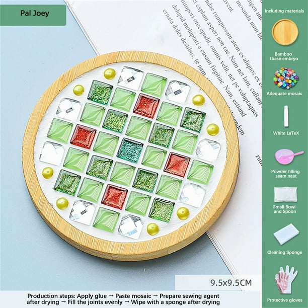 Xihbxyly Juego de Mosaicos, Kit de Posavasos de Madera para Hacer Tú Mismo, Colores y Texturas Vibrantes, Herramientas Completas para Manualidades, Alivio Del Estrés y Creatividad, Regalo Ideal para