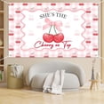 thumbnail image 4 of Cherry on Top Backdrop Cherry Theme Bow First Birthday Photography Background for Girl Pink Gingham Sweet 1st Birthday Party Decorations Banner Photo Booth Props, 4 of 5