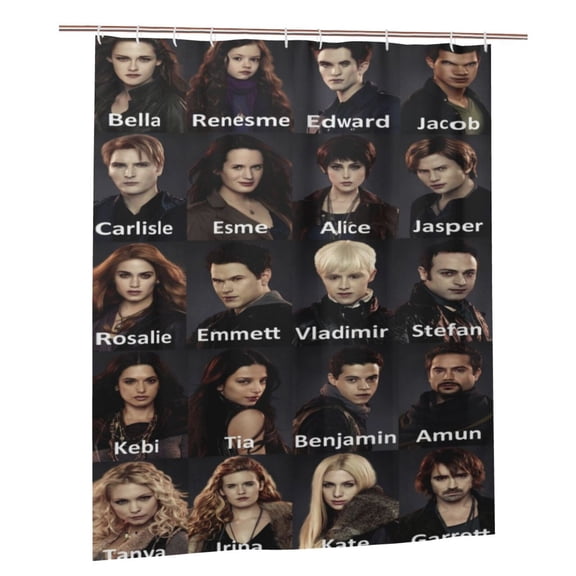 The Twilight Saga Shower Curtain, Waterproof Washable Decorative Shower Curtain for Bathroom Bathtub, Bath Accessories Decor Set with 12 Hooks 60x72Inch Plastic