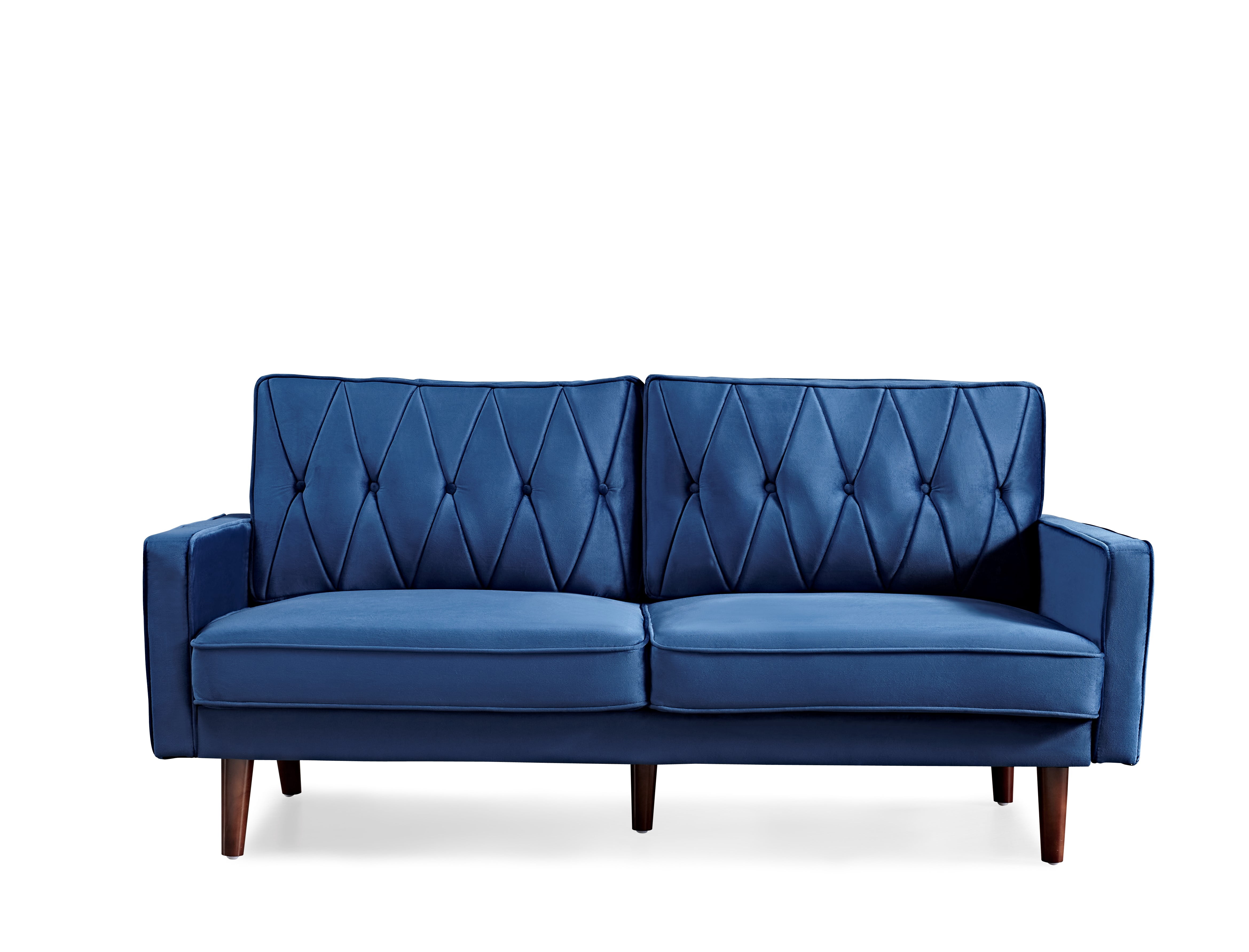 US PRIDE FURNITURE Tufted Cushion Back 69.3 Wide Sofa-Dark Blue