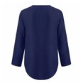 thumbnail image 2 of Camisas de manga larga de verano para mujer, blusas casuales con cuello en V y cremallera, blusas enrollables para mujer, 2 of 5